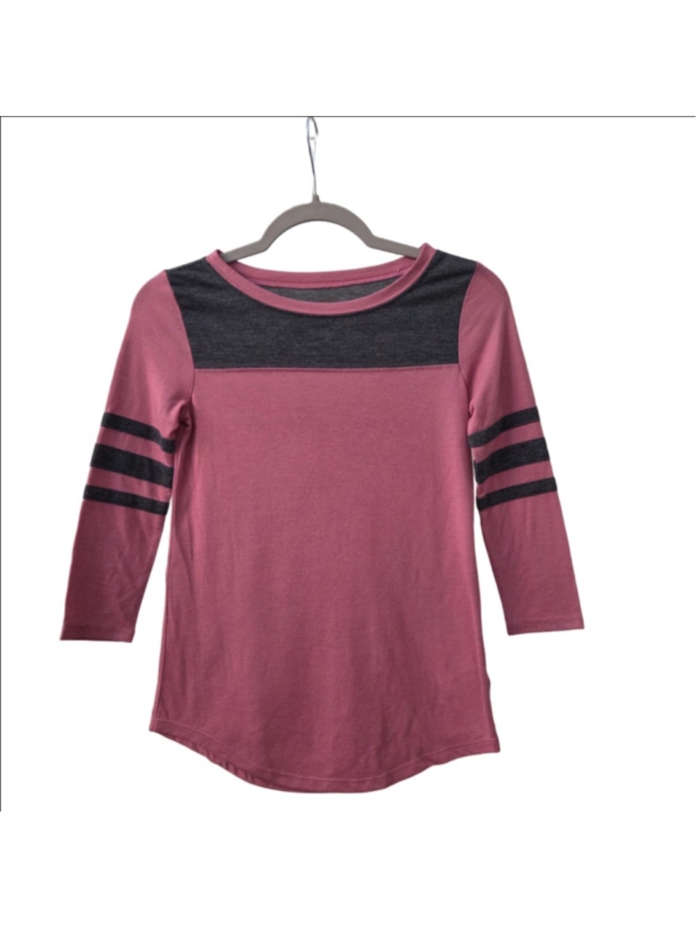 Arizona Jeans Co Women's Striped 3/4 Sleeve Baseball Tee XS Pink